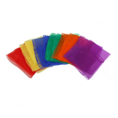 AOKWAWALIY 12pcs Colorful Square Gauze Scarves for Kindergarten Dance and Performance Thin Rhythm Scarves Mixed Candy Colors for Play and Activities