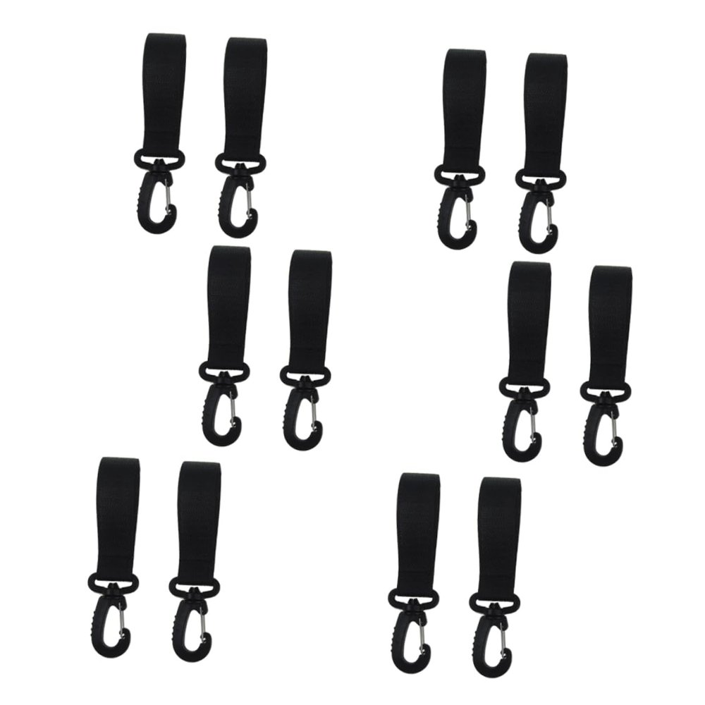 SHOWERORO 12pcs Stroller Hooks for Diaper Bags Pram Hooks Carrying Handle Hangers Pushchair Accessory Black
