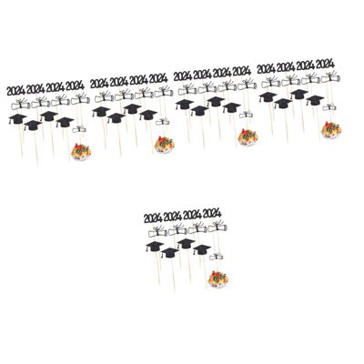 Abaodam 5sets Graduation Cupcake Toppers Graduation Cap and Diploma Cake Decorations Collection