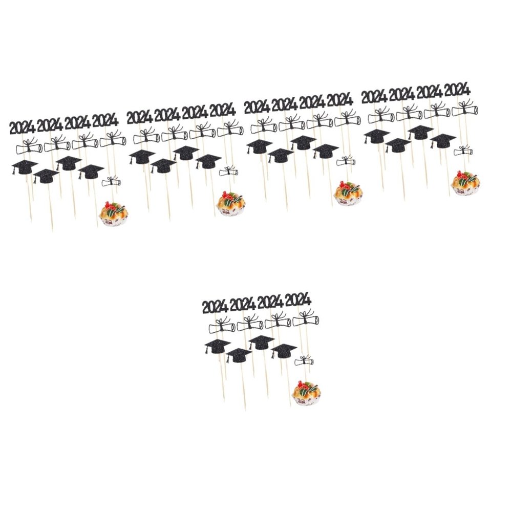 Abaodam 5sets Graduation Cupcake Toppers Graduation Cap and Diploma Cake Decorations Collection
