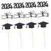 Abaodam 5sets Graduation Cupcake Toppers Graduation Cap and Diploma Cake Decorations Collection view 3