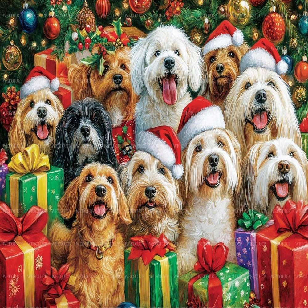 Dogs Christmas Bash - Dogs Puppy cat Kittens Holiday Wooden Jigsaw Puzzle - 500 Pieces for Adults and Kids Brain Teaser Game, Home Decor, and Gift