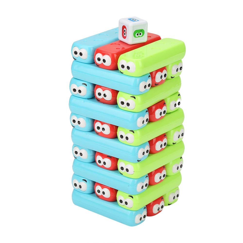 LIZEALUCKY Block Stacking Game Building Block Set, 30Pcs Blocks Stacking Toy, Tower Building Educational Board Game, Interactive Tabletop Game Toys for Family