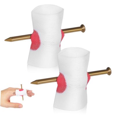 KONTONTY 2pcs Nail Through Finger Prank Props Realistic Fake Bloody Nails for Halloween Pranks Scary Party Tricks Reusable Practical Accessories