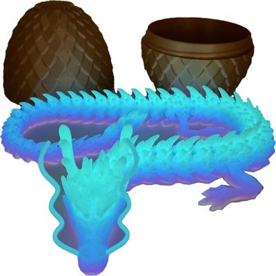 17.5 Inch Articulating Dragon Toy with Surprise Golden Egg (Rainbow Glow in The Dark)