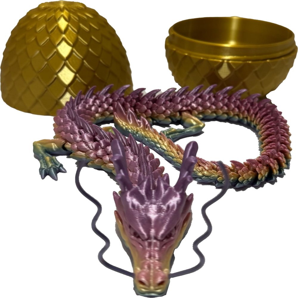 17.5 Inch Articulating Dragon Toy with Surprise Golden Egg (Rainbow)