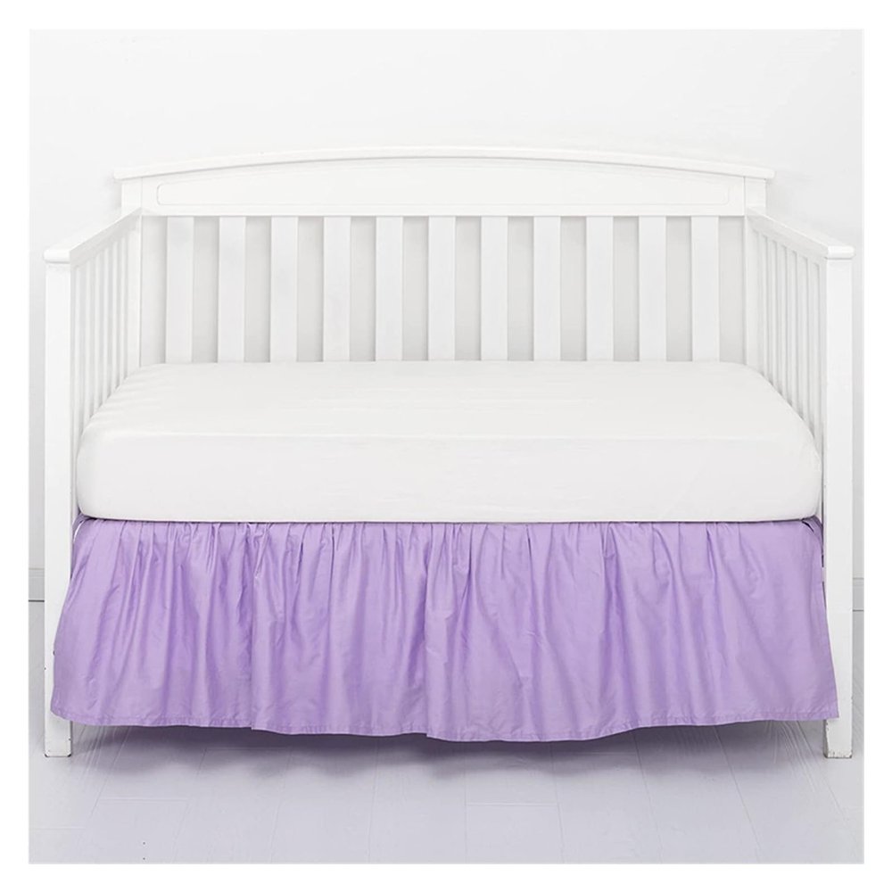 Bed Skirt Crib Bed Skirt Add White Top Sheets -4 Sides Pleated Ruffles for Baby Boys Girls Toddler Nursery Bedspread Easy-Going Bed Skirt(Violet,60x120x36cm)