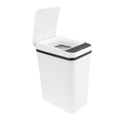 PRETYZOOM Automatic Flip-top Trash Can, 12l White Smart Induction Bin