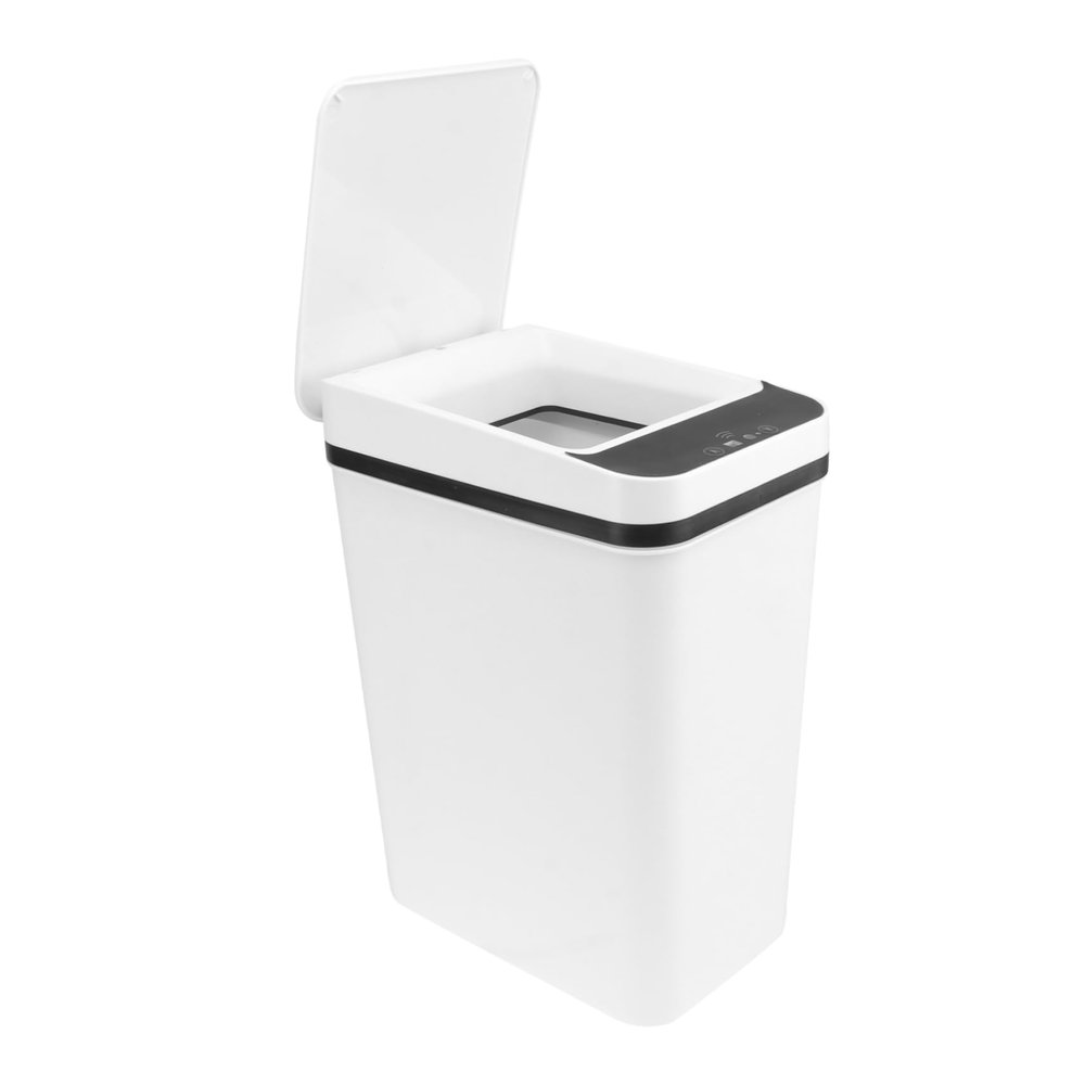 PRETYZOOM Automatic Flip-top Trash Can, 12l White Smart Induction Bin
