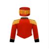 QinCiao Kids Boys Drum Major Team Uniform Drummer Performance Costume Marching Band Tassel Jacket and Hat B Red 14 Years view 2