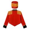 QinCiao Kids Boys Drum Major Team Uniform Drummer Performance Costume Marching Band Tassel Jacket and Hat B Red 14 Years view 4