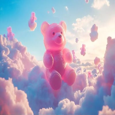 1000 Adult Puzzle Pieces, Gummy Bears, Scenery On Clouds, Suitable for Adult Family Leisure and Entertainment Puzzle and Home Wall Decoration