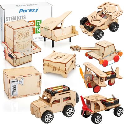 9 Set STEM Science Kits for Kids 8-12, Toys for Ages 8-13, Gifts for 8 9 10 11 12 13 Year Old Boys and Girls, Wooden 3D Puzzles, Educational Projects, Crafts Building Kits