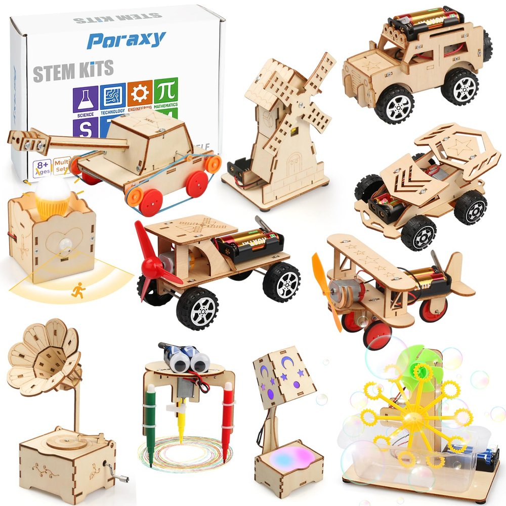 11 Set Science Kits for Kids Age 8-12, STEM Toys for Boys 8-12, Gifts for 8 9 10 11 12 13 Year Old Boys and Girls, Wooden 3D Puzzles, Educational Projects, Crafts Building Kits