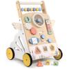 KizKnows Wooden Baby Walker with Activity Center, Adjustable Speed Push Walker for Toddlers, Sit-to-Stand Learning Walker Toy for Boys & Girls 1224 Months view 1