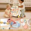 KizKnows Wooden Baby Walker with Activity Center, Adjustable Speed Push Walker for Toddlers, Sit-to-Stand Learning Walker Toy for Boys & Girls 1224 Months view 4