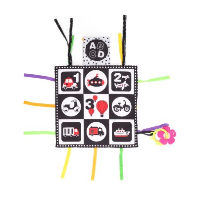 LIZEALUCKY High Contrast Black and White Book, Baby Funny Soft Cloth Book with Sound Paper Teether, Enlightenment Baby Square Towel for Boys Girls (Transportation)