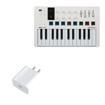 BoxWave Charger Compatible with Arturia MiniLab 3 - PD GAN miniCube (30W), 30W Tiny PD GAN Type-C Wall Charger - Winter White