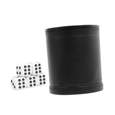 Abaodam 1set Pu Leather Cup PVC Quiet Design for Game Night Farkle and Outdoor Camping Black Felt Lining