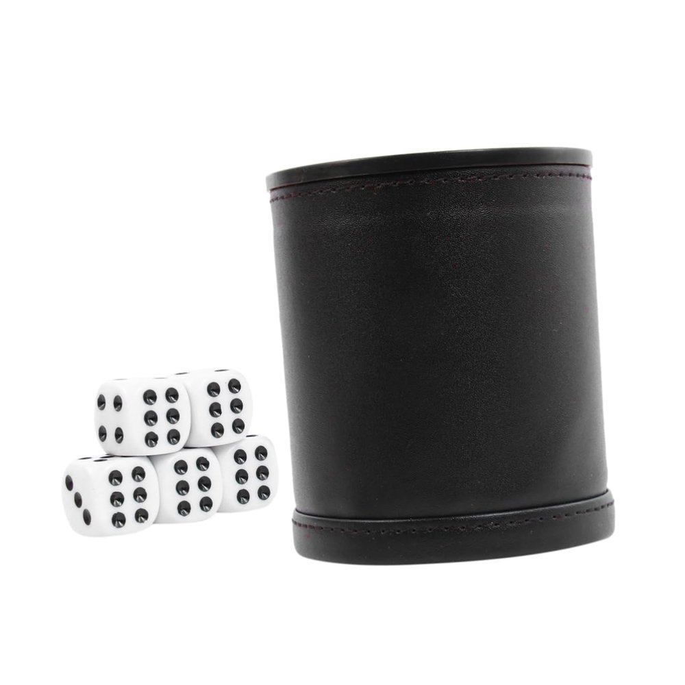 Abaodam 1set Pu Leather Cup PVC Quiet Design for Game Night Farkle and Outdoor Camping Black Felt Lining
