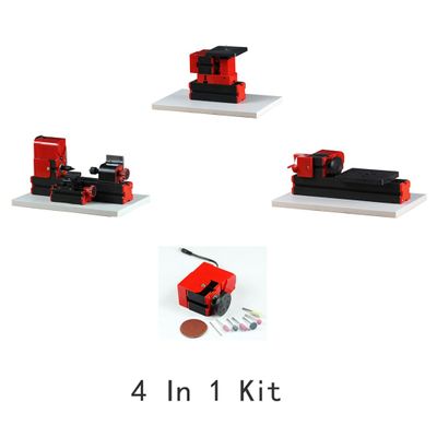 DAOYU Mini Lathe Machine, 24W 12000 RPM 4-in-1 Mini CNC Machine Tool Set DIY Assembly Model Kit (Standard Kit Version/100+PCS)