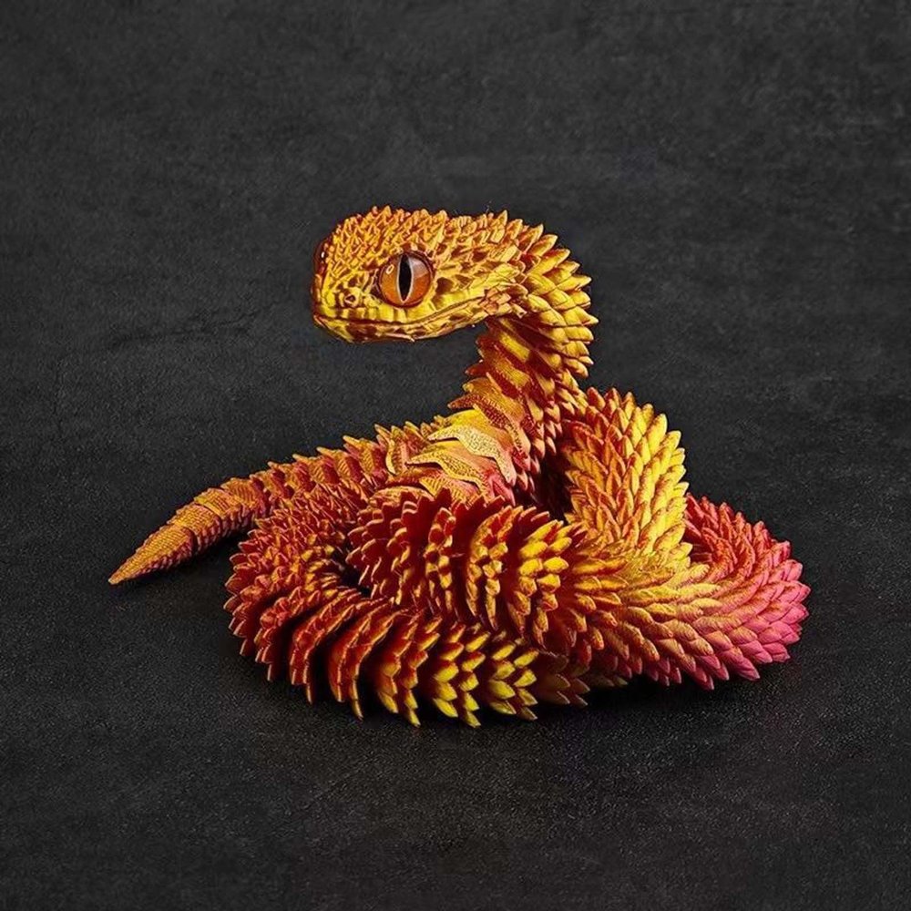 3D Printed Snake Creative Flexible Fidget Snake Desktop Pet One Piece Articulated Snake Gifts for Home Office Desk Gift Decor (Red)