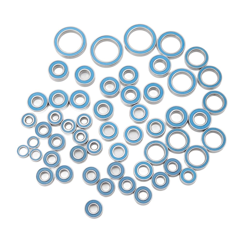 55PCS RC Bearing Kit, Steel Deep Ball Bearings Parts for 1/10 RC Crawler Car, Upgrade with Non Double Rubber Sealing, Fast Speed, Easy Install for Remote Control Car
