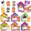 24 Pack Valentines Day Cards with Dog Figurines, Valentines Day Gifts for Kids of Puppy Miniature Toys, Kids Valentines Cards Box & Resin Mini Dog Toys, Valentines Party Favors for Boys Girls view 1