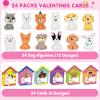 24 Pack Valentines Day Cards with Dog Figurines, Valentines Day Gifts for Kids of Puppy Miniature Toys, Kids Valentines Cards Box & Resin Mini Dog Toys, Valentines Party Favors for Boys Girls view 2