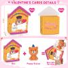 24 Pack Valentines Day Cards with Dog Figurines, Valentines Day Gifts for Kids of Puppy Miniature Toys, Kids Valentines Cards Box & Resin Mini Dog Toys, Valentines Party Favors for Boys Girls view 3