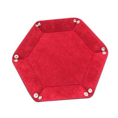 Alasum Elegant Collapsible Pu Leather Dice Tray Storage Box for Desktop Red Color