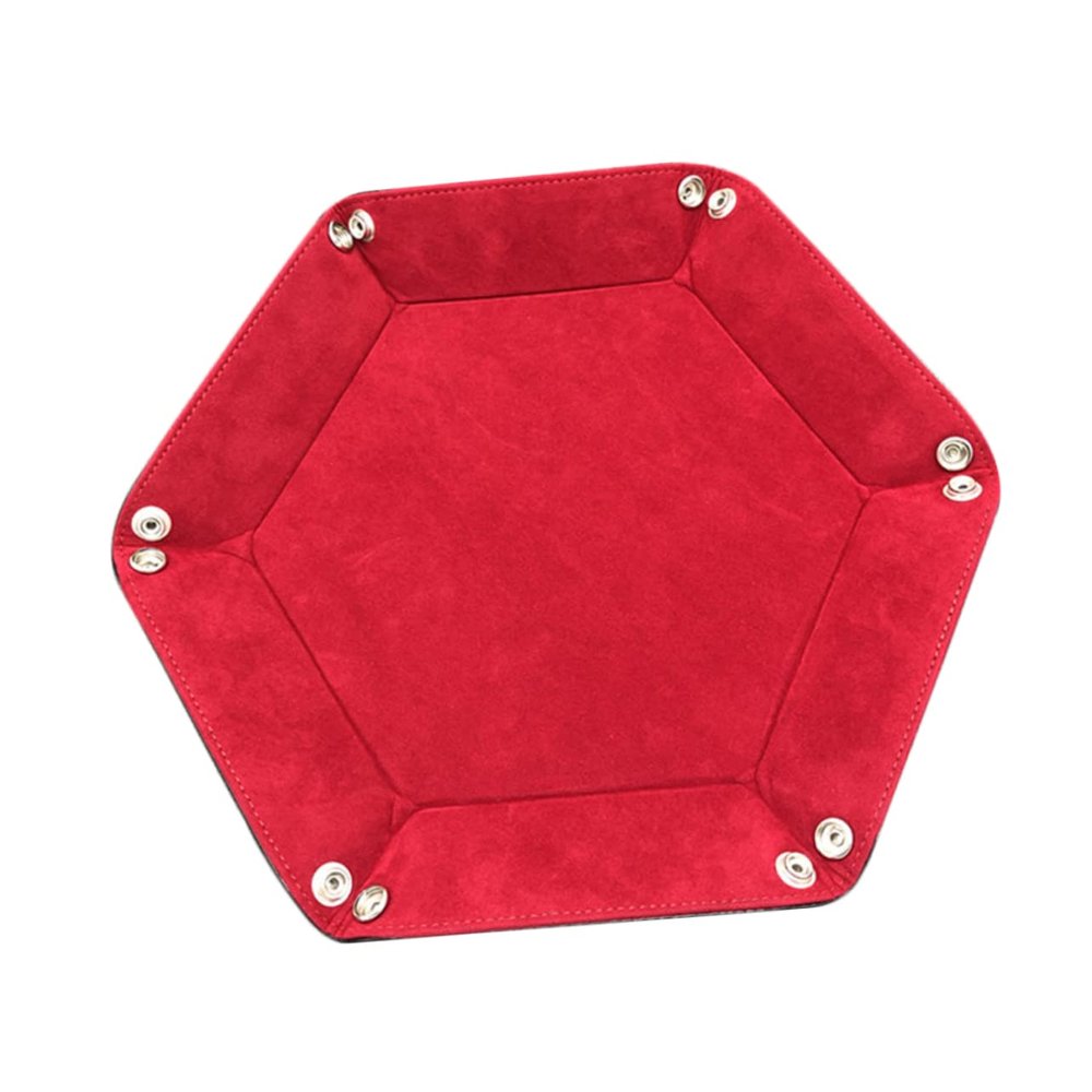 Alasum Elegant Collapsible Pu Leather Dice Tray Storage Box for Desktop Red Color