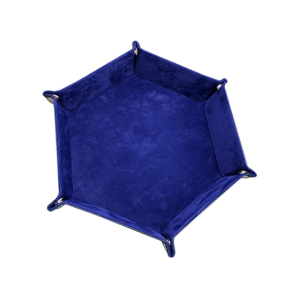 Alasum Collapsible Hexagon Dice Tray Foldable Pu Leather Storage Box for Dice Jewelry Accessories Royal Blue Easy to Clean Design for Board Games Home Use