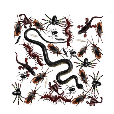 Abaodam Halloween Mischief Props Life-Like Fake Spider Snake Worm Scorpion Gecko 148pcs Plastic Decorations