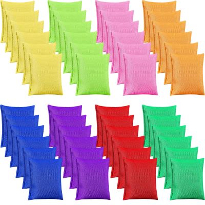 Jenaai 48 Pack 4.7 x 4.7 Inch Large Nylon Bean Bags for Sack Tossing Colorful Cornhole Bean Bag Set for Adult Hand Tossing Large Cornhole Bags Outdoor Games Party Supplies