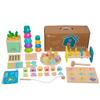 Adena Montessori Play Kit for 13-18 Month Baby,8 in 1 Toy,Colorful Stacking&Nesting Cup,Coin Bank,Coins,Carrots Lid,Carrots,Posting Lid,Flexble Stacker,Bead Kit,Shape Puzzle,Pound&Tap Hammer Bench view 1
