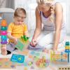 Adena Montessori Play Kit for 13-18 Month Baby,8 in 1 Toy,Colorful Stacking&Nesting Cup,Coin Bank,Coins,Carrots Lid,Carrots,Posting Lid,Flexble Stacker,Bead Kit,Shape Puzzle,Pound&Tap Hammer Bench view 4