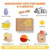 Adena Montessori Play Kit for 0-6 Month Baby,8 in 1 Learning Kit Includ Black&White Card,Rainmake Rattle,Sensory Ball,Tummy Time Wobbler,Tissue Box,Tissue,Rainbow Ball,Rainbow Drum view 2