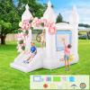 White Bounce House Indoor/Outdoor for Kids 2-8 with Balloons, Magical Water Canvas, Dart Target Balls, Bar Dart Set, Basketball, 102 x 70 x 97 Jumping Castle with Slide for Birthday Party, Wedding view 1