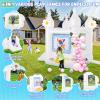 White Bounce House Indoor/Outdoor for Kids 2-8 with Balloons, Magical Water Canvas, Dart Target Balls, Bar Dart Set, Basketball, 102 x 70 x 97 Jumping Castle with Slide for Birthday Party, Wedding view 3