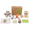 Adena Montessori Play Kit for 7-12 Month Baby,6 in 1 Learning Educational Brain Development Toys for Toddler Includ First Puzzle,Ball Drop Box,Stacking Pegs,First Blocks,Wooden Moving Car,Hand Puppet view 1