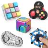 5 Pcs Fidget Toys Adults & Teen Metal Cube Spinner Figit Chain Ring Cool Gadgets Fidgeting Pad Keyboard Office Desk Toy Stress Relief Sensory Items for Autism ADHD Anxiety Stocking Stuffers Boys Men view 1