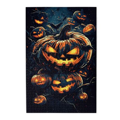 MA6GE8DE Retro Horror Pumpkin Lantern 1000 Piece Puzzle for Adults,Unique and Beautiful Design,Whimsical Wooden Puzzle,1000 Piece Jigsaw Puzzle for Adults Challenging Charm Puzzle for Game Night