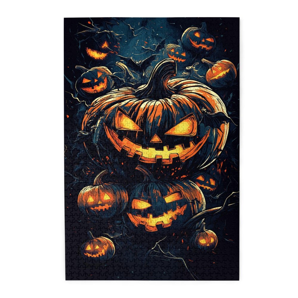 MA6GE8DE Retro Horror Pumpkin Lantern 1000 Piece Puzzle for Adults,Unique and Beautiful Design,Whimsical Wooden Puzzle,1000 Piece Jigsaw Puzzle for Adults Challenging Charm Puzzle for Game Night