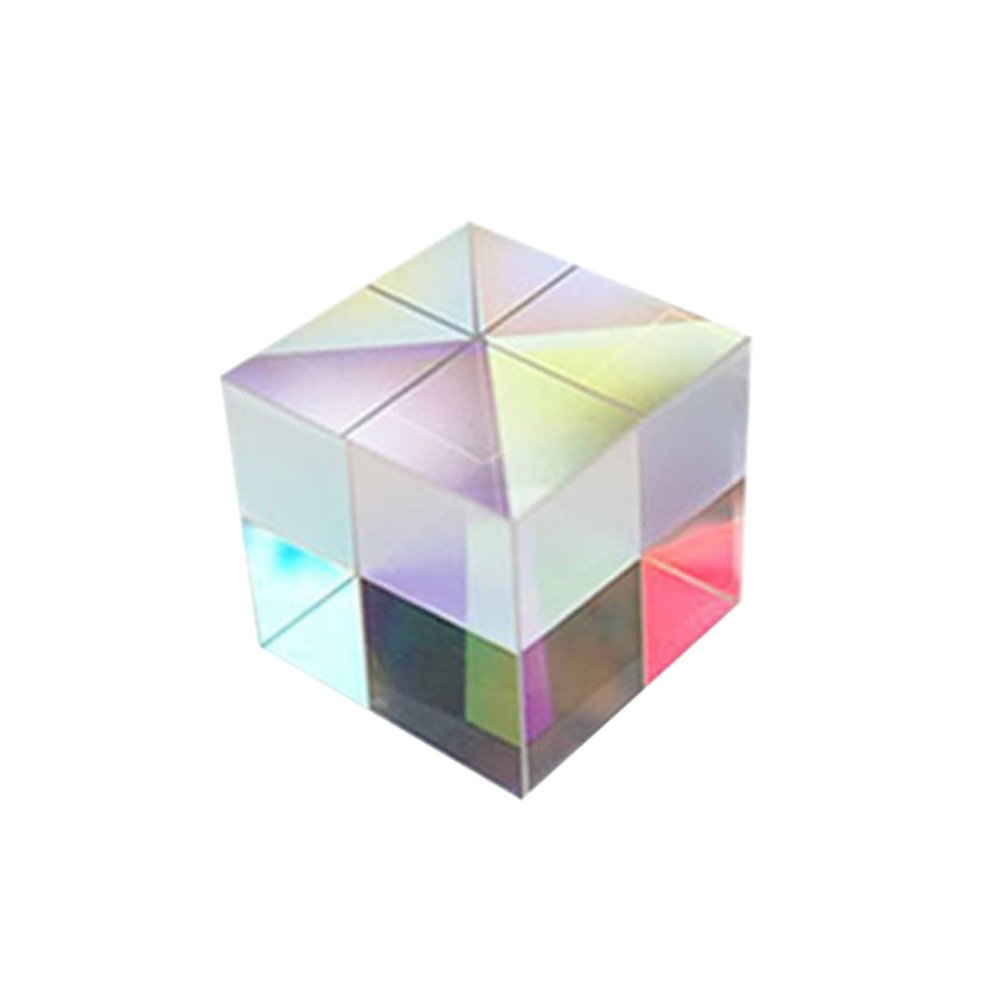 CHILDWEET Glass Cube Light Prism for School Teaching Cube Light Decoration RGB Dispersion Prism