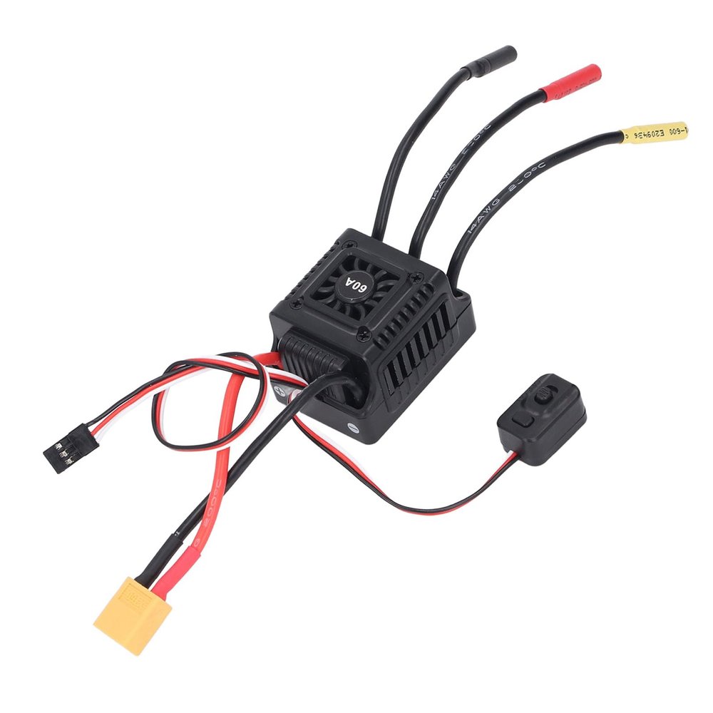 60A RC Brushless ESC, Electronic Speed Controller for 1/10 RC Car Truck Off Road, Maximum Acceleration Adjustment, Suitable for All Weather RC Racing Competitions
