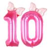 Kwuz 40 Inch Pink Number 10 Balloon with Mini Bow Balloon for Girls 10th Birthday Party Decorations, Pink Princess Western Cowgirl Theme Sweet Ten Birthday Party Balloons Decorations Supplies Favors view 1
