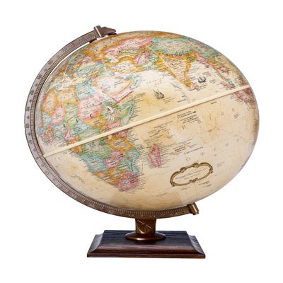 Easy to Assemble Replogle World Classic Globe, 12" Desktop World Globe For Home or Office Desk Decor, Raised Relief, Up-to-date Cartography, Made in the USA, Antique