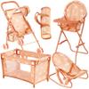 4-in-1 Baby Doll Stroller Set with Butterfly Design  Includes Toy Stroller, Crib, Bouncer & High Chair  Doll Accessories & Baby Doll Furniture Set for Toddlers 3-4 Years  Fits Dolls up to 18 Inches view 1