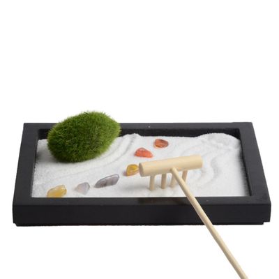 Abaodam Zen Garden Decoration with Simulation Moss and Rake Elegant Sand Table Accessory for Meditation and Relief Home Office